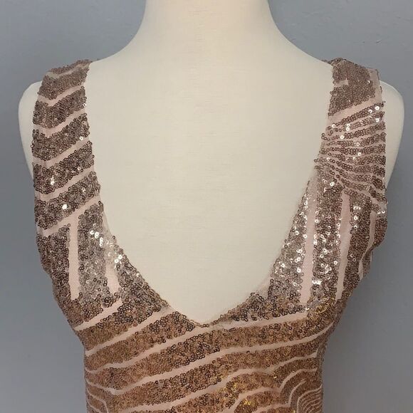 Pink Rose Gold Sequin Holiday Dress Size Small Medium - Picture 5 of 8
